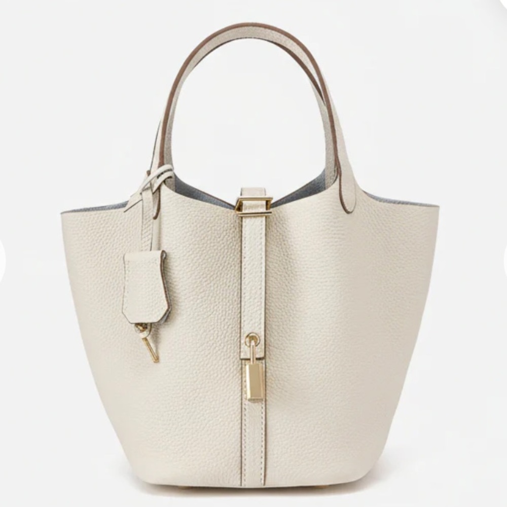 Modern leather basket handbag
